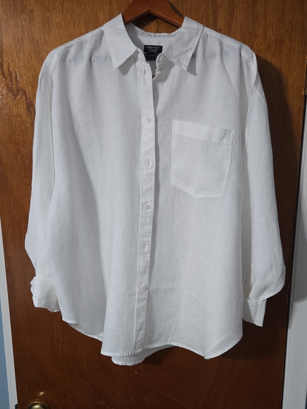 J. Crew White Linen Oversized Button-Up Shirt